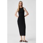 Grimelange Uwen Kadın Slim Fit Kayık Yaka Kolsuz Astarlı Uzun Siyah Elbise, XS