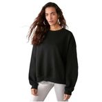 Grimelange Vaneltına Kadın Içi Polarlı 3 Iplik Organik Pamuk Oversize Basic Bisiklet Yaka Siyah Sweatshirt Siyah M