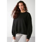 GRIMELANGE Vaneltına Kadın Içi Polarlı 3 Iplik Organik Pamuk Oversize Basic Bisiklet Yaka Siyah Sweatshirt