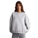 Grimelange Vaneltina Kadın İçi Polarlı 3 İplik Organik Pamuk Oversize Basic Bisiklet Yaka Sweatshirt, Grimelanj, XL