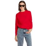 Grimelange Vaneltina Kadın İçi Polarlı 3 İplik Organik Pamuk Oversize Basic Bisiklet Yaka Sweatshirt, Kırmızı, S