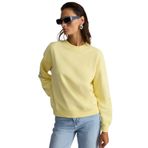 Grimelange Vaneltina Kadın İçi Polarlı 3 İplik Organik Pamuk Oversize Basic Bisiklet Yaka Sweatshirt, Sarı, S