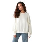 Grimelange Vaneltina Kadın İçi Polarlı 3 İplik Organik Pamuk Oversize Basic Bisiklet Yaka Sweatshirt, Vanilya, S