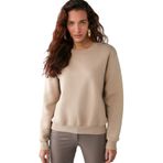 Grimelange Vaneltina Kadın İçi Polarlı 3 İplik Organik Pamuk Oversize Basic Bisiklet Yaka Sweatshirt, Vizon, M