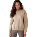 Grimelange Vaneltina Kadın İçi Polarlı 3 İplik Organik Pamuk Oversize Basic Bisiklet Yaka Sweatshirt, Vizon, XS