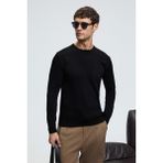 Grimelange VAREX Erkek Yuvarlak Yaka Basic Slim Fit Triko Siyah Kazak - 2XL