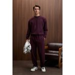 Grimelange VIENTO Erkek Bisiklet Yaka Uzun Kollu Regular Fit Bordo Sweatshirt - XL