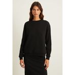 GRIMELANGE VİLİ Kadın İçi Polarlı Oversize Fit Basic Bisiklet Yaka Uzun Kollu Siyah Sweatshirt