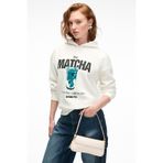 GRIMELANGE YANMESA Kadın Oversize Baskı Ve Nakış Detaylı Uzun Kollu Kapüşonlu Beyaz Sweatshirt