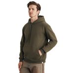 Grimelange Yokohama Erkek İçi Polarlı Organik Pamuklu Regular Kanguru Cepli Kapüşonlu Haki Sweatshirt, M