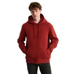 GRIMELANGE YOKOHAMA Erkek Içi Polarlı Organik Pamuklu Regular Kanguru Cepli Kapüşonlu Sweatshirt Kiremit Rengi