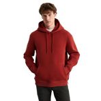 Grimelange Yokohama Erkek İçi Polarlı Yumuşacık Regular Kanguru Cepli Kapüşonlu Kiremit Rengi Sweatshirt, M