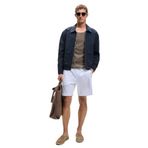 Grimelange YOURI Erkek Beli Lastikli Arka Tek Cepli Relaxed Fit Beyaz Şort Beyaz M