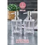 Grimor Life 2 Adet Akrilik Kristal Sıvı Sabunluk Mutfak Banyo Sabunluk Seti- 200 Ml Cam Değildir Şeffaf