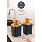 Grimor Life 2 Adet Akrilik Sıvı Sabunluk Mutfak Banyo Sabunluk Seti 400 ml Cam Değildir - Siyah