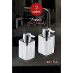GRİMOR Life 2 Adet Akrilik Sıvı Sabunluk Mutfak Banyo Sabunluk Seti-Beyaz- 400 ml CAM DEĞİLDİR
