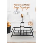 Grimor Life 2 Bölmeli Çok Amaçlı Ahşap Kulplu Metal Stand Banyo Düzenleyici Organizer