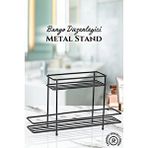Grimor Life 2 Katlı Banyo Düzenleyici Metal Stand- Makyaj-bakım Ürünleri Düzenleyici Organizer Siyah