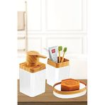 Grimor Life 3 Parça Ahşap Kaplamalı Lüx Banyo Seti Beyaz