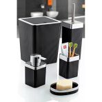 Grimor Life 5 Parça Akrilik Çizgili Metalize Kaplamalı Lüx Banyo Seti Siyah 3 Adet Duş Lifi Hediye