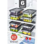 Grimor Life 6 Adet Kilit Kapak Büyük Boy Erzak Saklama Kabı Buzdolabı Düzenleyici 3 Lt
