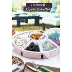 Grimor Life 7 Bölmeli Çok Amaçlı Plastik Kahvaltılık Ve Çerezlik Seti Pembe Renk-piknik Seti