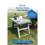 Grimor Life Katlanabilir Bardak Bölmeli Masa Piknik Masası Plastik Masa Taşınabilir Masa-1. Sınıf Kalite Beyaz