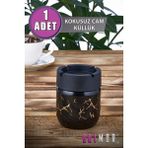 GRİMOR Life Siyah Mermer Desenli Dekoratif Cam Kokusuz Küllük
