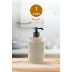 grimorlife 1 Adet Akrilik Sıvı Sabunluk Mutfak Banyo Sabunluk Seti- 450 ml CAM DEĞİLDİR- Bej