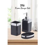 grimorlife 3 Parça Akrilik Metalize Kaplamalı Lüx Banyo Seti Siyah