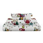 Grinch by Dr. Seuss Holiday & Christmas Bedding Süper Yumuşak%100 Pamuk Flanel Çarşaf Seti, Tam, (Resmi Lisanslı Ürün) Franco