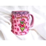 Grinch Yılbaşı Tasarım Kupa-Yeniyıl Hediye Grinch Kupa Bardak - Pembe - 330 ml