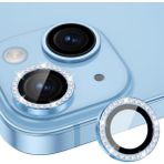 Gritty iPhone 15 Uyumlu 9h Temperli Cam Halka Kamera Lens Koruyucu - Açık Mavi