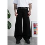 GRJ denim Siyah Wide Leg Super Baggy Erkek Jean Pantolon