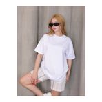 GRODYT GRODY.T kadın Oversize salaş boyfriend T-shirt bisiklet yaka, iki iplik örme tişört.
