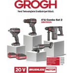Grogh 4lü Combo Akülü Şarjlı Matkap Taşlama Seti 20V 4Ah Set 2(BRUSHLESS MOTOR)(GRX9202S) - 1 SET