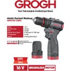 Grogh Akülü Şarjlı Matkap 16V 2AH Darbeli Delme Vidalama Matkap(Brushless MOTOR)(GRX1634-2 Bmc) - 1 SET