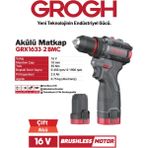 Grogh Akülü Şarjlı Matkap 16V 2AH Delme Vidalama Matkap(Brushless MOTOR)(GRX1634-2 Bmc) - 1 SET