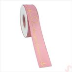 Grogren Kurdele Love You Altın Baskılı, 2,5cm x 23mt - Pembe