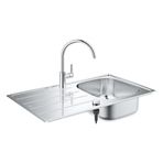 Grohe 31562SD1 Bau Eviye Paslanmaz Çelik ve Krom Batarya Seti