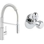 GROHE Get Eviye Bataryası Krom + 2 Adet 55mm Ara Musluk Seti
