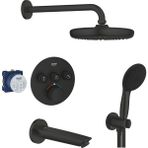 Grohe Grohtherm Smartcontrol Termostatik Ankastre 3 Yollu Banyo/duş Seti (Tepe Duşu, El Duşu ve Çıkış Ucu) - Mat Siyah
