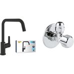 GROHE Start QuickFix Eviye Bataryası Mat Siyah + 2 Adet 55mm Ara Musluk Seti