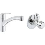 GROHE Start Spiralli Eviye Bataryası Krom + 2 Adet 55mm Ara Musluk Seti