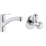 GROHE Start Spiralli Eviye Bataryası Krom + 2 Adet 55mm Ara Musluk Seti