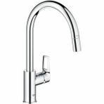 GROHE StartLoop, Mutfak Armatürü (Uzatılabilir Başlıklı Mutfak Musluğu, 360° Döndürülebilir, Değişken Miktar Sınırlaması Sayesinde Su Tasarruflu, Aletsiz Lavabo Montajı), Krom, 30556000