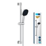 GROHE Vitalio Comfort 110 Sürgülü Duş Seti, 110mm Kare 3 Akışlı (Masaj, Yağmur & Jet) El Duşu, 600mm Sürgülü Ray, 1750mm Duş Hortumu, Krom, 26096001
