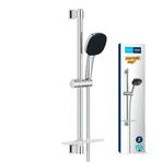 GROHE Vitalio Comfort 110 Sürgülü Duş Seti (Sabunluklu) 110 mm Kare 2 Akışlı (Yağmur & Jet) El Duşu, 600 mm Sürgülü Ray, 1750 mm Duş Hortumu, 3 Barda max. 13.5l/dk, Duş Başlığı Seti, Krom, 26929001