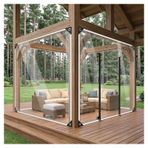 Grometli şeffaf brandalar, ağır hizmet tipi su geçirmez şeffaf brandalar, Fermuarlı PVC Branda, pergola sundurma plastik branda yan panelleri, Dış Mekan Şeffaf Tarp Perdesi(H2.2xW3.5m/H7.2xW11.4ft)