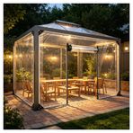 Grometli Su Geçirmez Branda,fermuarlı hava koşullarına dayanıklı pvc branda,Dış Mekan Şeffaf Tarp Perdeler,Şeffaf PVC Koruyucu Branda,Sundurma, Güverte, Balkon, Pergola için(H2.1xW1.2m/H6.8xW3.9ft)